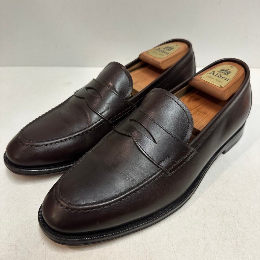 VERY GOOD Scarosso Stefano Brown Penny Loafer Calf Made in Italy 42.5 US 9.5 D